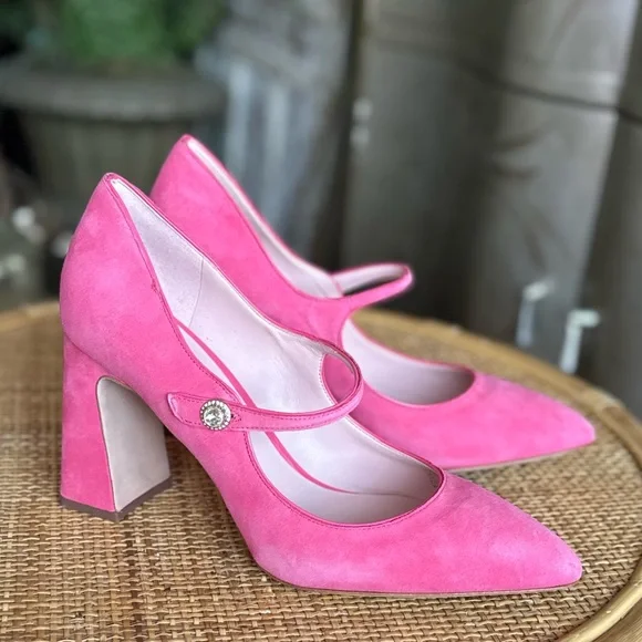 KATE ♠️ SPADE Elegant Pink Suede Mary Jane Heels - Picture 9 of 15